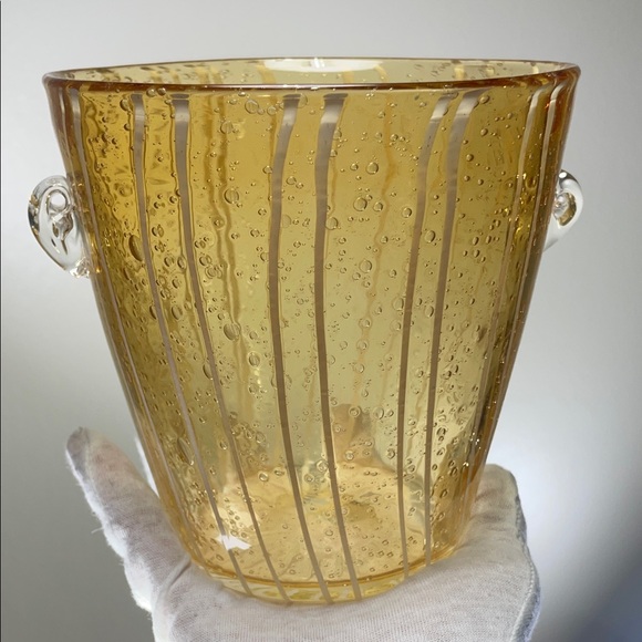 Venini Murano Art Glass “Bollicine” Amber Ice Bucket – Limited Edition - Picture 3 of 10